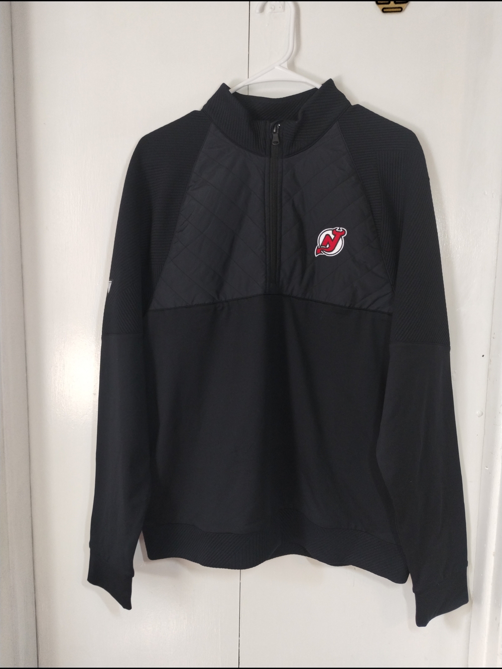 Men's Black Performance Quarter-Zip Pullover with Team Crest